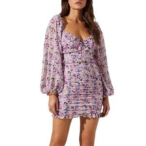 Lavender RUCHED SKIRT PRINT DRESS 💜💜💜 ASTR